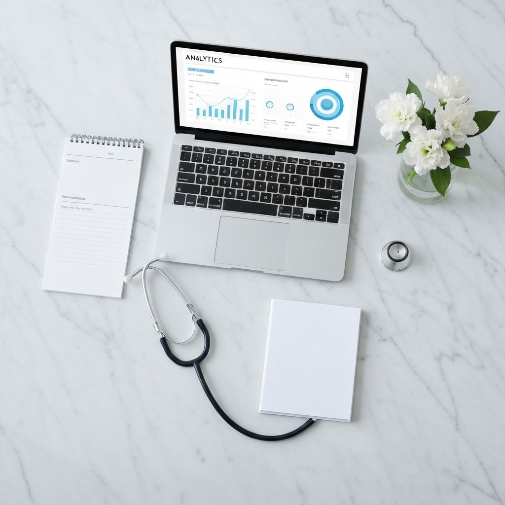 Premium medical administrator workspace with analytics